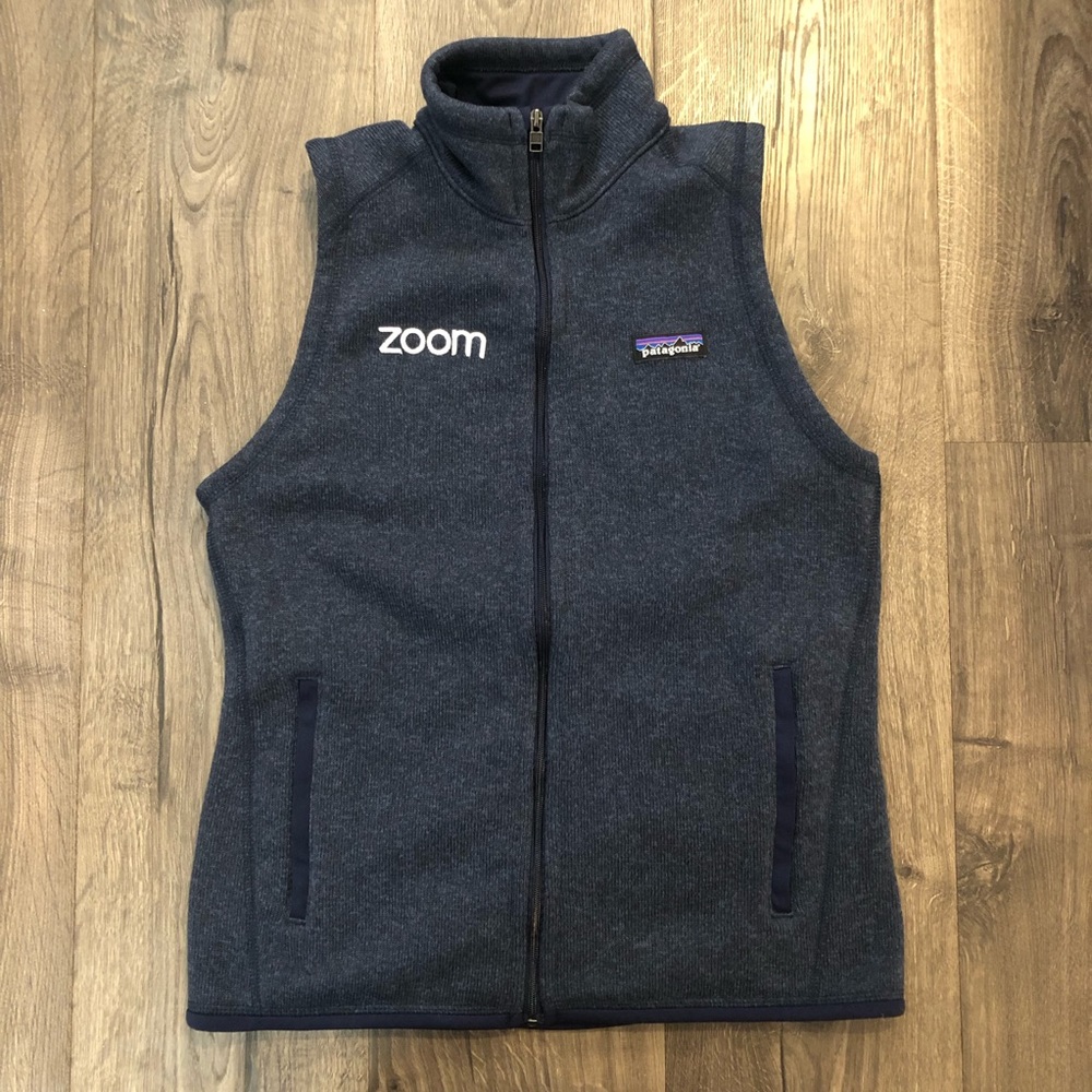 Patagonia better sweater vest blue women’s size medium “zoom” embroidered